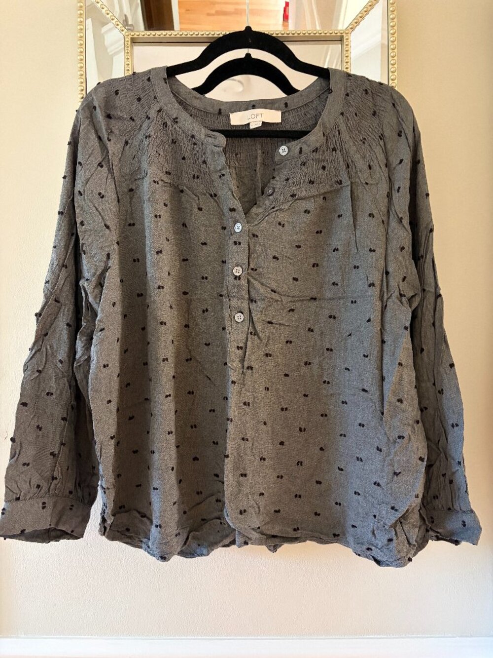 Loft Blouse, Gray, Size L